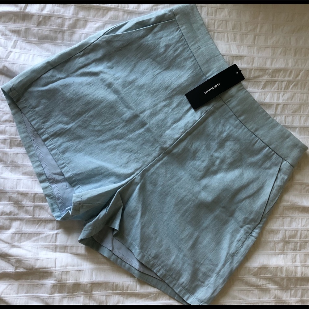 Light blue linen shorts
